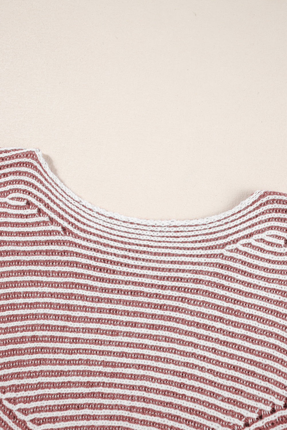 Red Dahlia Striped Print Ribbed Knit Boat Neck Baggy Sweater