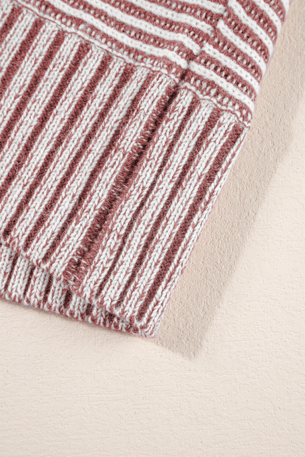Red Dahlia Striped Print Ribbed Knit Boat Neck Baggy Sweater
