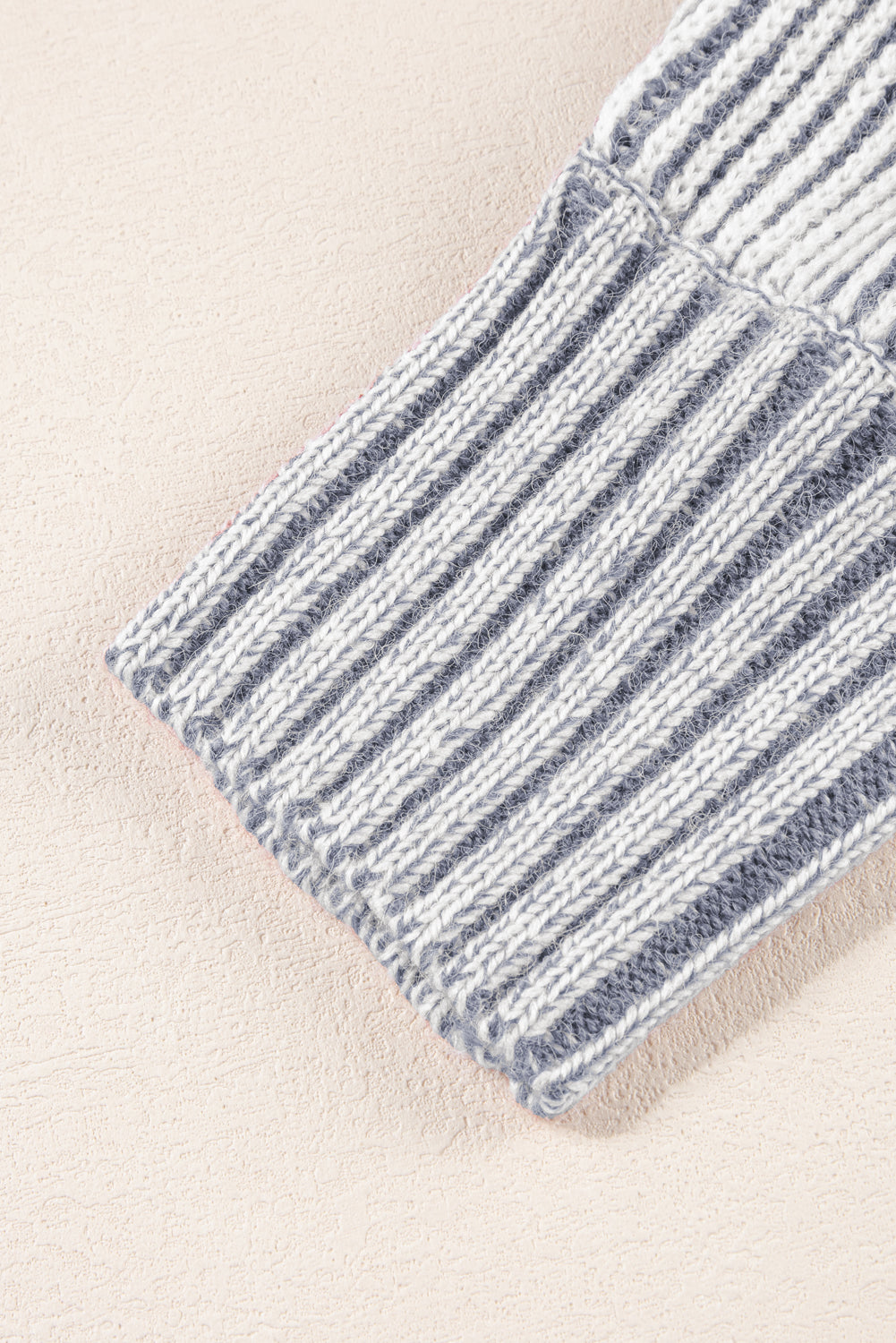 Ashleigh Blue Striped Print Ribbed Knit Boat Neck Baggy Sweater