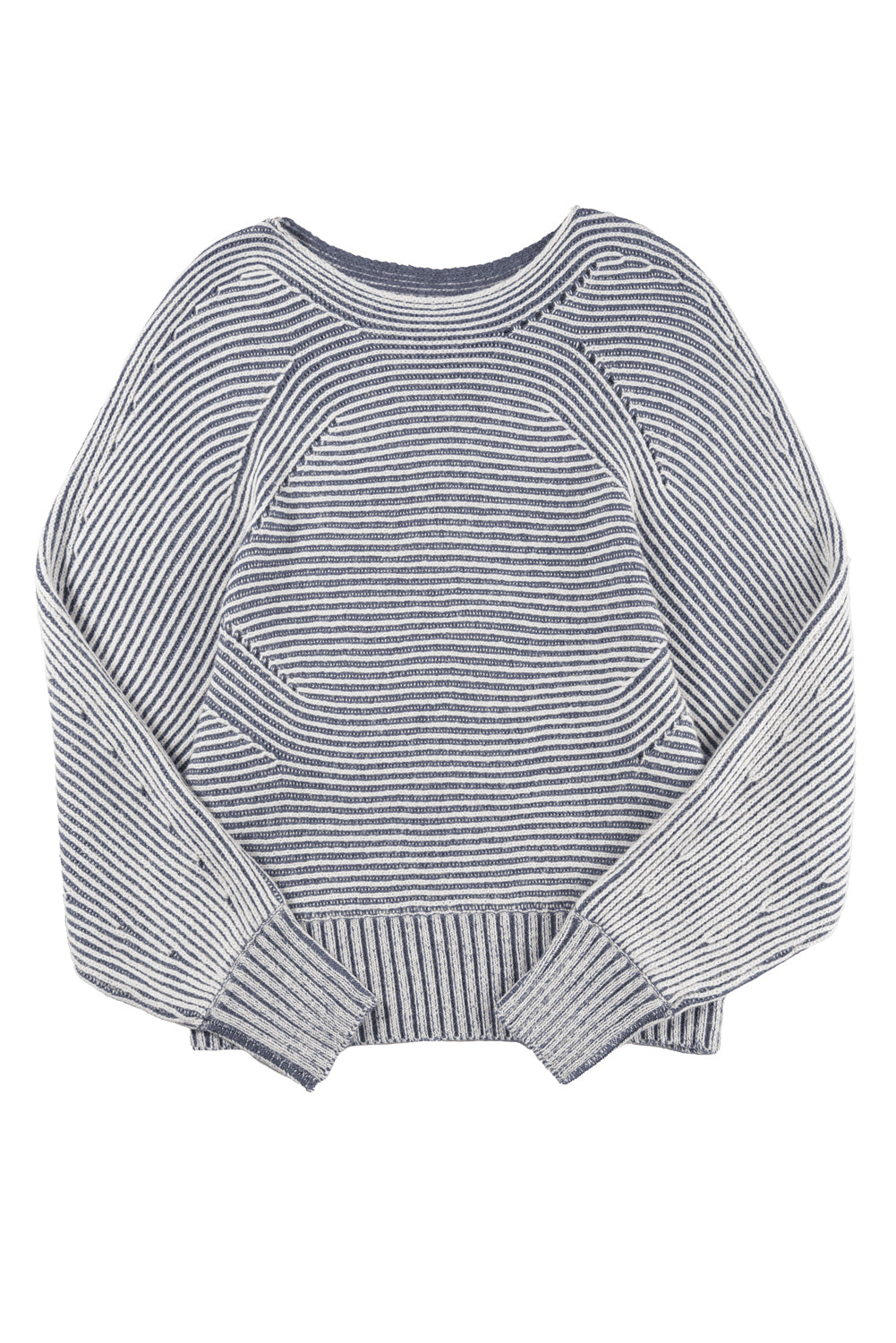 Ashleigh Blue Striped Print Ribbed Knit Boat Neck Baggy Sweater