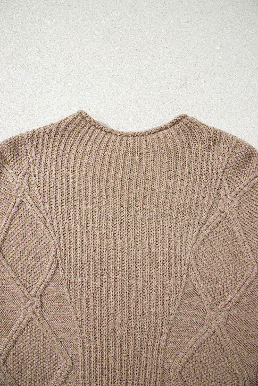 Smoke Gray Textured Knit High Neck Sweater T Shirt